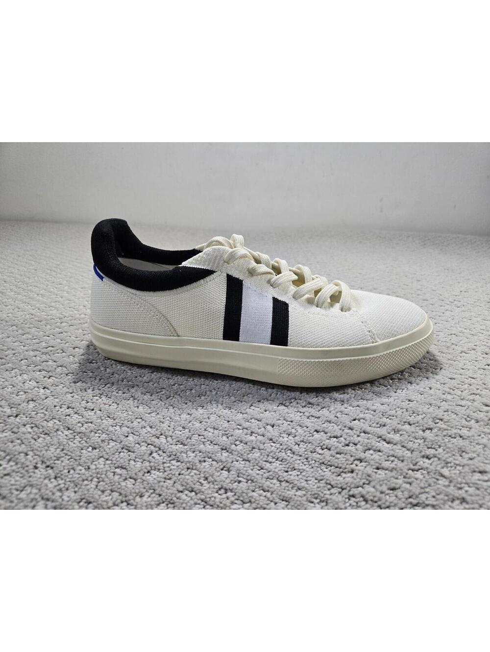 Rothys The RS01 Sneaker Womens 9.5 Bone White Black Lace Up Machine Washable